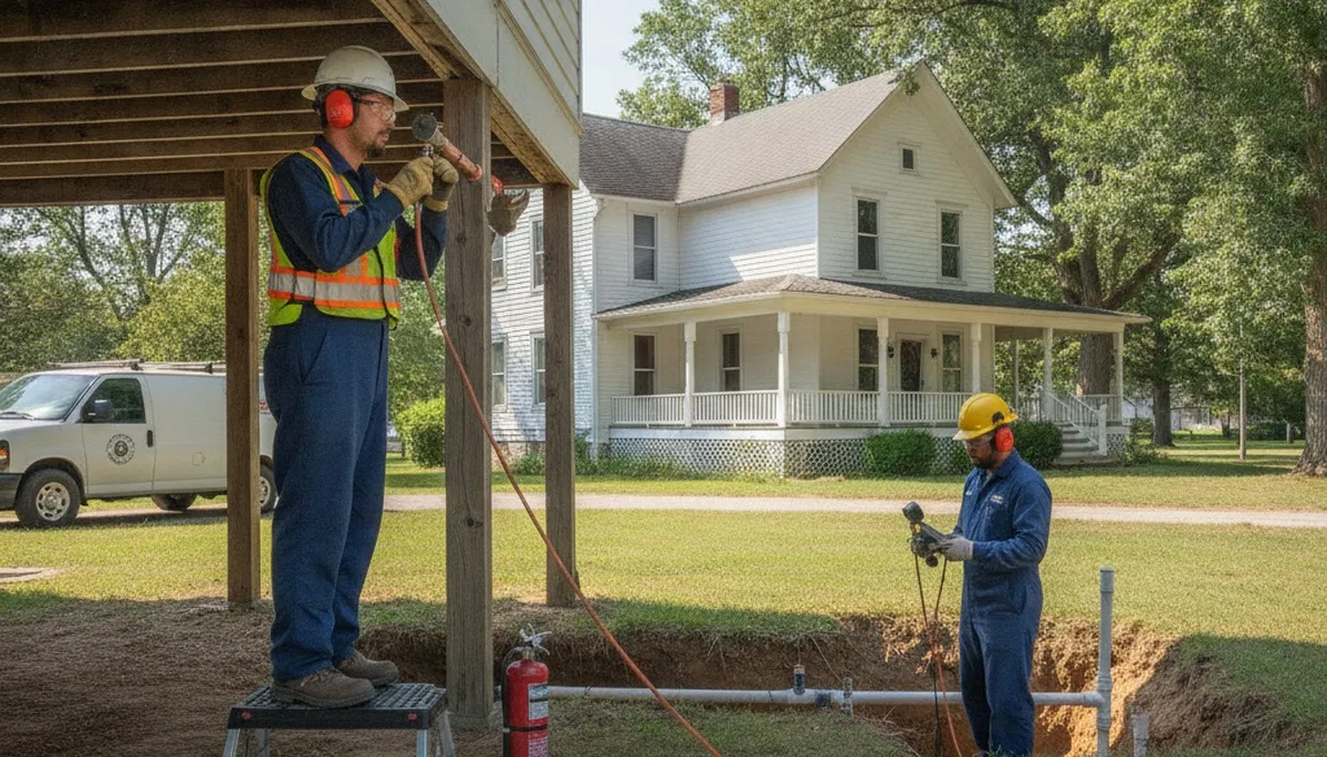 Plumber repairing pipe in Olathe, KS for reliable plumbing service